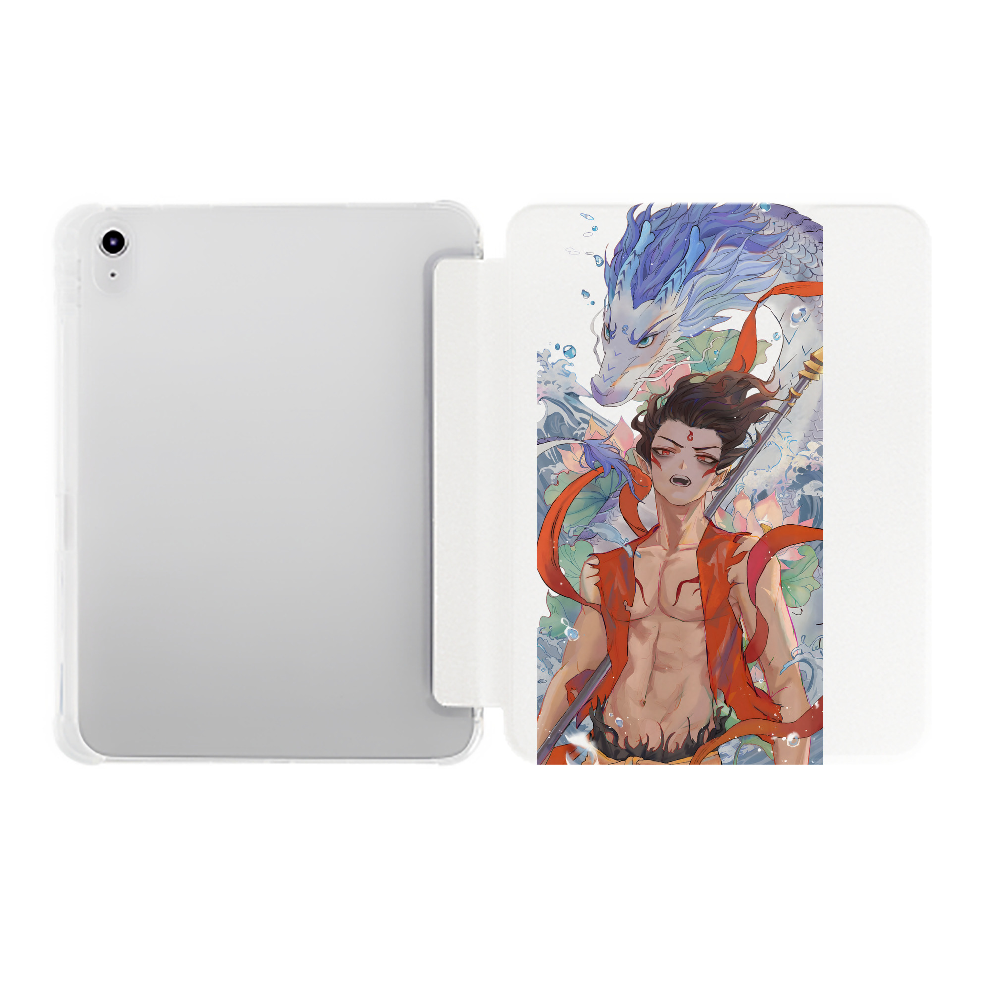 （画像用） Ne Zha 2 ナタ 魔童の大暴れ IPad ケース ペン収納付き 三つ折りスタンド PUレザー×シリコン 対応機種9.5/10.5/10.9インチ